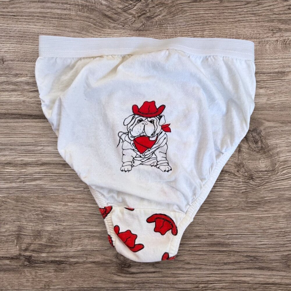 NAP Vintage Red Cowboy Hat Sharpei Puppy Dog High Waist String Bikini Panties
